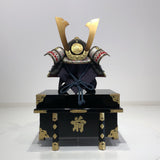 【O-037-K】Dark blue thread laced large-sleeved black two-piece cuirass armor (helmet only)：紺糸威大袖黒二枚胴具足（兜のみ）