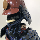 【O-059】Deep navy blue thread laced brown barrel shoulder guards two-piece cuirass armor：●濃紺糸威茶桶側二枚胴具足