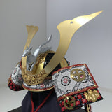 【O-003-K】Red thread laced large plate ō-yoroi armor (helmet only)：赤糸威本大札大鎧（兜のみ）