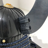 【O-029-K】Deep navy blue thread laced gold karakusa two-piece cuirass armor (helmet only)：濃紺糸威金唐二枚胴具足（兜のみ）