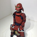 【O-062】Two-Piece Armor with Red Barrel Shoulder Guards, Deep Navy Blue Lacing, and Hand-Painted Lacquer Finish：濃紺糸威赤桶側二枚胴具足（手時代塗）