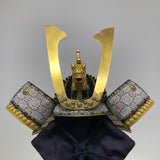 【O-024-K】Deep navy blue thread laced Buddha two-piece cuirass armor (helmet only)：紺糸威仏ニ枚胴（兜のみ）