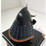 【O-051-K】Navy Blue Thread Laced Black Matte Finish Riveted Two-piece Dou Armor (Momogata) (Helmet Only)：紺糸威黒艶消鋲綴二枚胴具足（桃形）（兜のみ）