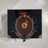 【O-059-K】Deep navy blue thread laced brown barrel shoulder guards two-piece cuirass armor (helmet only)：濃紺糸威茶桶側二枚胴具足（兜のみ）