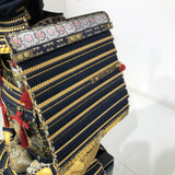 【O-024】Dark blue thread laced Buddha-style two-piece cuirass armor：紺糸威仏ニ枚胴具足