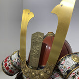 【O-038-K】Red thread laced large-sleeved red two-piece cuirass armor (helmet only)：赤糸威大袖赤二枚胴具足（兜のみ）