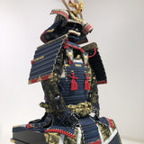 【O-013】Dark Navy Blue Thread Laced Fur-Trimmed Two-Piece Cuirass Armor (Matte Finish)：紺糸威毛引二枚胴具足（艶消塗）
