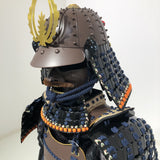 【O-045】Navy Blue Thread Laced Rusted Iron Riveted Two-Piece Cuirass Armor：紺糸威鉄錆鋲綴二枚胴具足