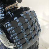 【O-058】Navy Blue Thread Laced Black Okegawa Two-Piece Cuirass Armor with Kuwagata Crest：紺糸威黒桶側二枚胴具足（鍬形）