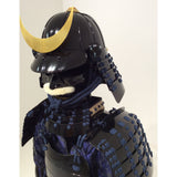 【O-065-1】Deep navy blue thread laced black barrel shoulder guards two-piece cuirass armor：濃紺糸威黒桶側二枚胴具足