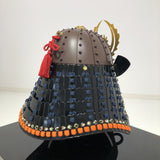 【O-045-K】Deep navy blue thread laced rusted iron riveted two-piece cuirass armor (helmet only)：紺糸威鉄錆鋲綴二枚胴具足（兜のみ）