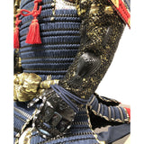 【O-013】Dark Navy Blue Thread Laced Fur-Trimmed Two-Piece Cuirass Armor (Matte Finish)：紺糸威毛引二枚胴具足（艶消塗）