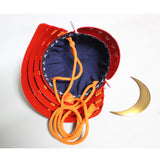 【O-060-K】Scarlet thread laced red barrel shoulder guards two-piece cuirass armor (helmet only)：緋糸威赤桶側二枚胴具足（兜のみ）