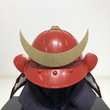 【O-062-K】Dark blue thread laced black barrel shoulder guards two-piece cuirass armor with period lacquer finish (helmet only)：濃紺糸威赤桶側二枚胴具足（時代塗）（兜のみ）