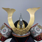 【O-003-K】Red thread laced large plate ō-yoroi armor (helmet only)：赤糸威本大札大鎧（兜のみ）