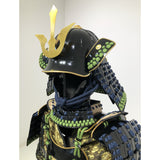 【O-044】Navy Blue Thread Laced Mugwort-Colored Diamond Stitch Two-Piece Cuirass Armor：紺糸威蓬菱綴二枚胴具足