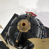 【O-047-K】Deep navy blue thread laced Iyo-style plain lacing two-piece cuirass armor (helmet only)：濃紺糸威伊予素懸二枚胴具足（兜のみ）