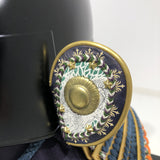 【O-032-K】Deep navy blue thread laced chest-guard two-piece cuirass armor (helmet only)：紺糸威胸取二枚胴具足（兜のみ）