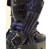 【O-065-1】Deep navy blue thread laced black barrel shoulder guards two-piece cuirass armor：濃紺糸威黒桶側二枚胴具足