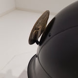 【O-050-K】Navy Blue Thread Laced Black Matte Finish Riveted Two-piece Dou Armor (Atamagata) (Helmet Only)：紺糸威黒艶消鋲綴二枚胴具足（頭形）（兜のみ）