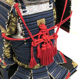 【O-013】Dark Navy Blue Thread Laced Fur-Trimmed Two-Piece Cuirass Armor (Matte Finish)：紺糸威毛引二枚胴具足（艶消塗）
