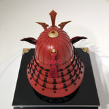 【O-033-K】Black thread laced Iyo-style waist-guard two-piece cuirass armor (aged finish) (helmet only)：黒糸威伊予腰取二枚胴具足（時代仕上げ）（兜のみ）