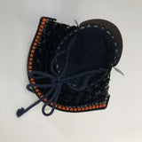 【O-045-K】Deep navy blue thread laced rusted iron riveted two-piece cuirass armor (helmet only)：紺糸威鉄錆鋲綴二枚胴具足（兜のみ）
