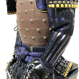【O-046】Navy Blue Thread Laced Rusted Iron Dome Riveted Two-Piece Cuirass Armor：紺糸威鉄錆笠鋲二枚胴具足