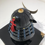 【O-063-K】Dark blue thread laced black barrel shoulder guards two-piece cuirass armor (helmet only)： 紺糸威黒桶側二枚胴具足（兜のみ）