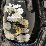【O-074】Deep navy blue thread laced cloud and dragon two-piece cuirass armor：濃紺糸威雲龍二枚胴具足