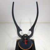 【O-029-K】Deep navy blue thread laced gold karakusa two-piece cuirass armor (helmet only)：濃紺糸威金唐二枚胴具足（兜のみ）