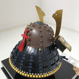 【O-046-K】Deep navy blue thread laced rusted iron umbrella riveted two-piece cuirass armor (helmet only)：紺糸威鉄錆笠鋲二枚胴具足（兜のみ）