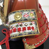 【O-038-K】Red thread laced large-sleeved red two-piece cuirass armor (helmet only)：赤糸威大袖赤二枚胴具足（兜のみ）