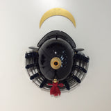 【O-065-1-K】Deep navy blue thread laced black barrel shoulder guards two-piece cuirass armor (helmet only)：濃紺糸威黒桶側二枚胴具足（兜のみ）