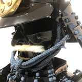 【O-058】Navy Blue Thread Laced Black Okegawa Two-Piece Cuirass Armor with Kuwagata Crest：紺糸威黒桶側二枚胴具足（鍬形）