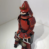 【O-079】Deep navy blue thread laced red matte riveted two-piece cuirass armor with peach-shaped helmet：濃紺糸威赤艶消鋲綴二枚胴具足（桃形兜)