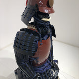 【O-059】Deep navy blue thread laced brown barrel shoulder guards two-piece cuirass armor：●濃紺糸威茶桶側二枚胴具足