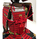 【O-014】Red Thread Laced Fur-Trimmed Two-Piece Cuirass Armor (Matte Finish)：赤糸威毛引二枚胴具足（艶消塗）
