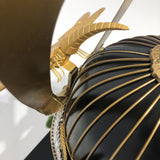 【O-019-K】Ancient yomogi thread laced small plate two-piece cuirass armor (helmet only)：古代蓬糸威小札二枚胴（兜のみ）