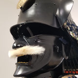 【O-050】Navy Blue Thread Laced Black Matte Riveted Two-Piece Cuirass Armor (Zunari-style Helmet)：紺糸威黒艶消鋲綴二枚胴具足（頭形兜）