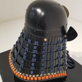 【O-050-K】Navy Blue Thread Laced Black Matte Finish Riveted Two-piece Dou Armor (Atamagata) (Helmet Only)：紺糸威黒艶消鋲綴二枚胴具足（頭形）（兜のみ）