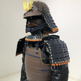 【O-045】Navy Blue Thread Laced Rusted Iron Riveted Two-Piece Cuirass Armor：紺糸威鉄錆鋲綴二枚胴具足