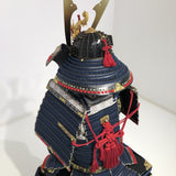 【O-013】Dark Navy Blue Thread Laced Fur-Trimmed Two-Piece Cuirass Armor (Matte Finish)：紺糸威毛引二枚胴具足（艶消塗）