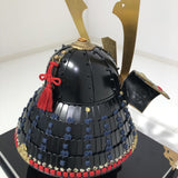 【O-047-K】Deep navy blue thread laced Iyo-style plain lacing two-piece cuirass armor (helmet only)：濃紺糸威伊予素懸二枚胴具足（兜のみ）