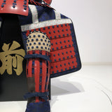 【O-062】Two-Piece Armor with Red Barrel Shoulder Guards, Deep Navy Blue Lacing, and Hand-Painted Lacquer Finish：濃紺糸威赤桶側二枚胴具足（手時代塗）