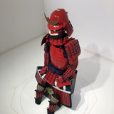 【O-061】Deep navy blue thread laced red barrel shoulder guards two-piece cuirass armor：濃紺糸威赤桶側二枚胴具足