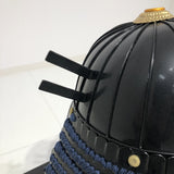 【O-029-K】Deep navy blue thread laced gold karakusa two-piece cuirass armor (helmet only)：濃紺糸威金唐二枚胴具足（兜のみ）