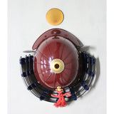 【O-059-K】Deep navy blue thread laced brown barrel shoulder guards two-piece cuirass armor (helmet only)：濃紺糸威茶桶側二枚胴具足（兜のみ）