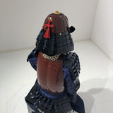 【O-059】Deep navy blue thread laced brown barrel shoulder guards two-piece cuirass armor：●濃紺糸威茶桶側二枚胴具足