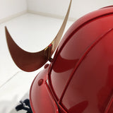 【O-061-K】Deep navy blue thread laced red barrel shoulder guards two-piece cuirass armor (helmet only)：濃紺糸威赤桶側二枚胴具足（兜のみ）